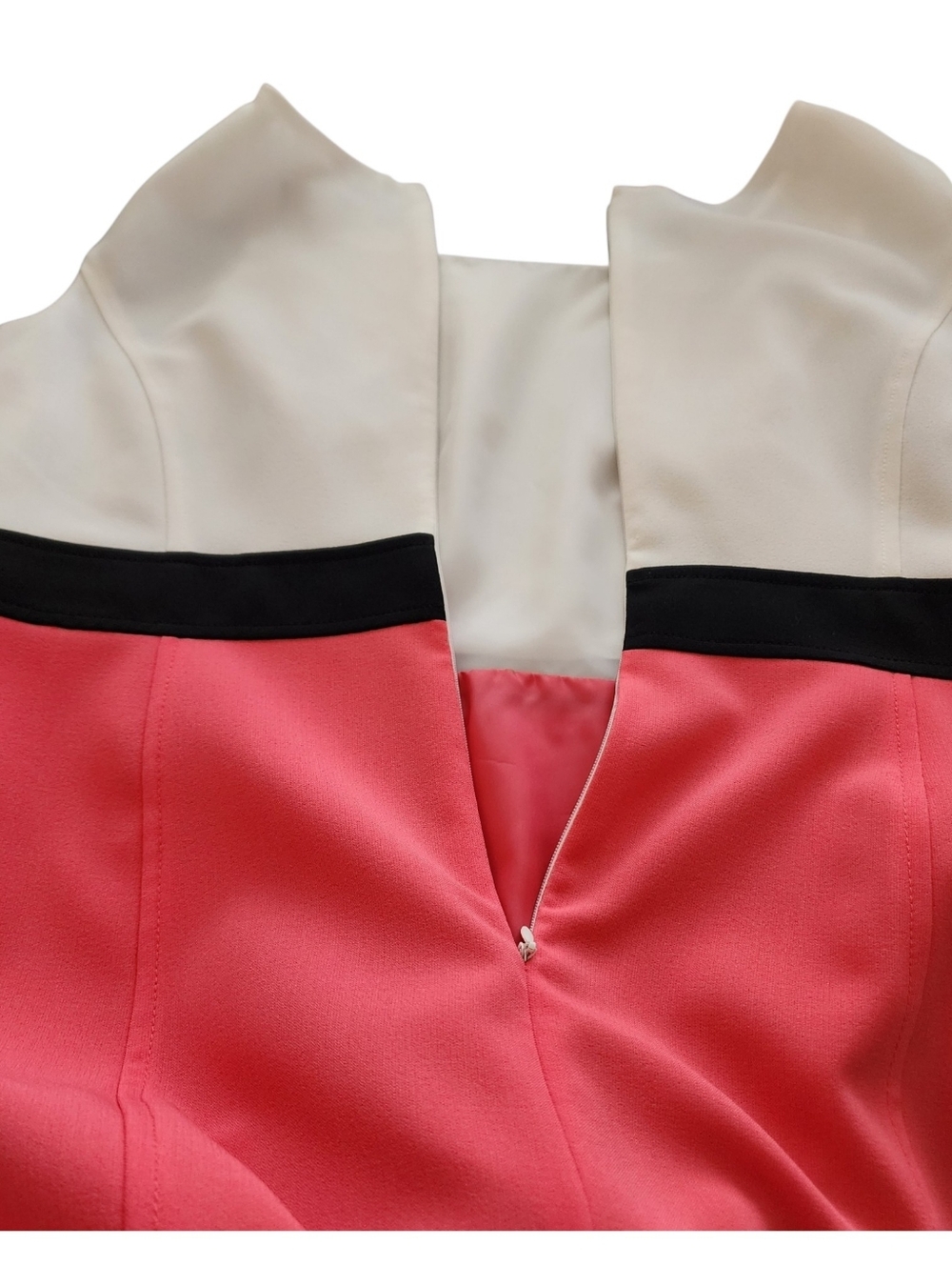Evan Picone Black Label coral, cream & black colorblock midi dress size 16 - Picture 10 of 16